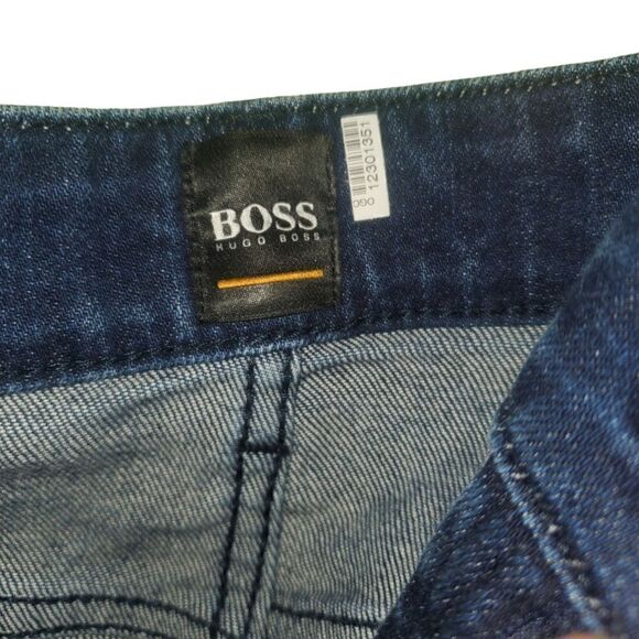 Hugo Boss Cotton 030 Maine Regular Fit Dark Wash Jeans Size 35W By 36L - Picture 5 of 6